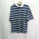 ◇ ⊂ Beno ビーノ コットン100% ボーダー柄 半袖 ポロシャツ サイズL ネイビー メンズ E 【中古】(4)