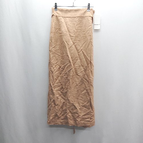 ◇ Θ ◎●未使用● NATURAL BEAUTY BASIC リボン装飾 ロング丈 フレア スカート サイズM オレンジ系 レディース E 【中古】