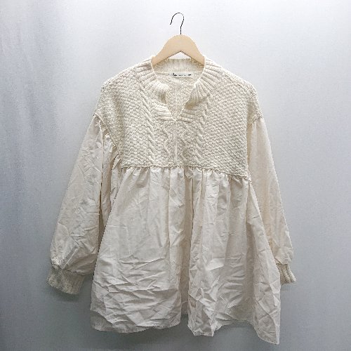 ◇ ⊂ cen.? セン 綿ウール混合 長袖 チュニック サイズM ベージュ系 レディース E 【中古】