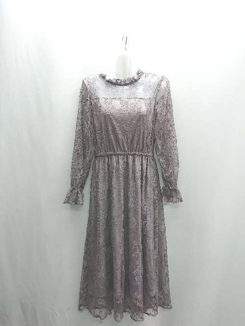 ◇ ⊂ GRL グレイル 総レース シアー 長袖 ロング ワンピース サイズF パープル系 レディース E 【中古】