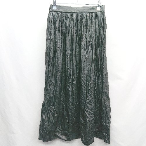 ◇ ⊇ ikka LOUNGE イッカラウンジ レザ-系 ロング丈 プリーツ スカート サイズフリー ブラック レディース E 【中古】