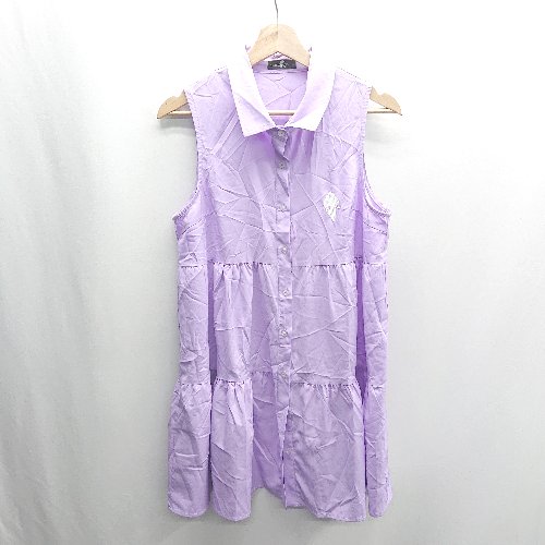 ◇ ⊂ NieR CLOTHING ロゴ刺? 襟付き ティアード ミニ丈 ワンピース サイズF ラベンダー レディース E 【中古】
