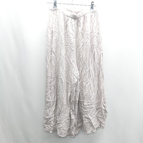 ◇ Θ Amina 花柄 ウエストゴム ワイドパンツ サイズ表記なし ピンクベージュ レディース E 【中古】