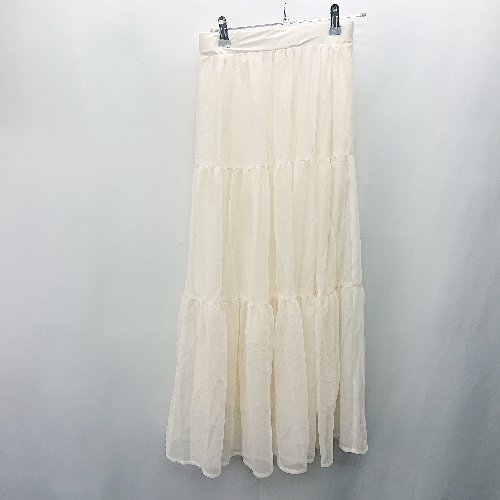 ◇ Θ Heather ヘザー シアー ティアード ロング丈 フレア スカート サイズF ベージュ レディース E 【中古】