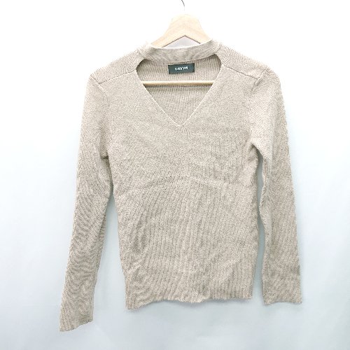 ◇ ⊇ ENVYM デコルテ見せ 長袖 リブニット サイズF ベージュ レディース E 【中古】