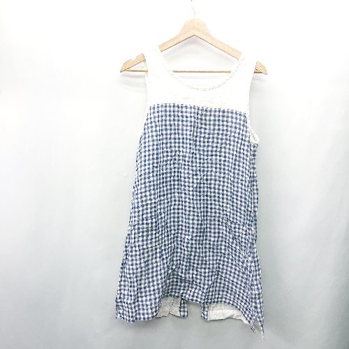 ◇ ◎ ⊂ nimes et nimes ニームエニーム ギンガムチェック チュニック ブルー系 レディース E 【中古】