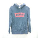 ◇ ⊇ Levi's リーバイス ロゴプリント 長袖 パーカー サイズXS ネイビー レッド レディース メンズ E 【中古】