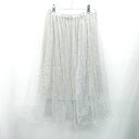 ◇ Θ PAGEBOY ページボーイ ALICIA ウエストゴム シアー素材 膝丈 ギャザー スカート サイズM グレー レディース E 【中古】(4)