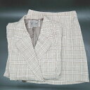 ◇ ⊇ NICE CLAUP チェック柄 ミニ丈 W ジャケット スカート セットアップ サイズF ベージュ ブラウン系 レディース E 【中古】