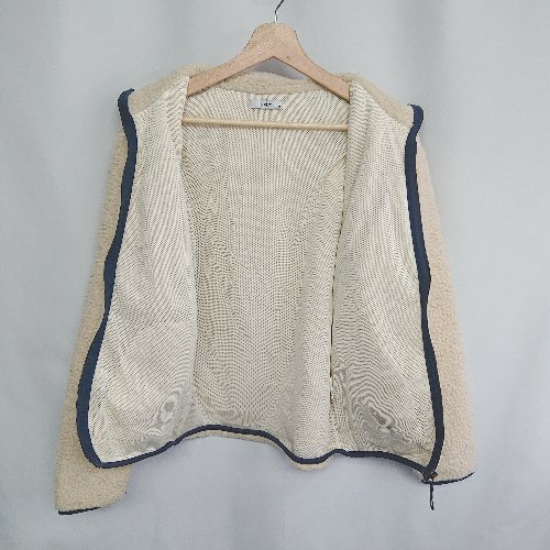 ■ ⊇ Nylaus スタンドカラー 長袖 ボアブルゾン サイズM ベージュ ネイビー メンズ E 【中古】