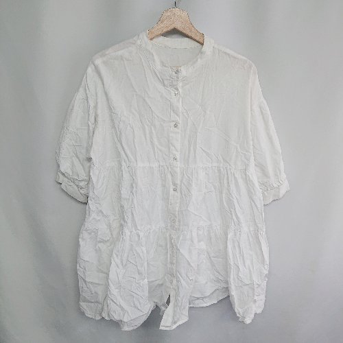 ◇ ⊇ apres jour mignon バックボタン スタンドカラー 長袖 チュニック サイズF ホワイト レディース E 【中古】 ◇ ⊇ apres jour mignon バックボタン スタンドカラー 長袖 チュニック サイズF ホワイト レディース E 【中古】