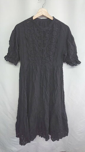 ◇ ⊂ one after another NICE CLAUP エンブロイダリーレース 半袖 ロング丈 ワンピース サイズF ブラック レディース E 【中古】 ◇ ⊂ one after another NICE CLAUP エンブロイダリーレース 半袖 ロング丈 ワンピース サイズF ブラック レディース E 【中古】