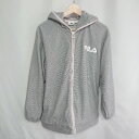 ◇ ⊇ FILA フィラ 総柄 長袖 フリースパーカー サイズL グレー レディース E 【中古】