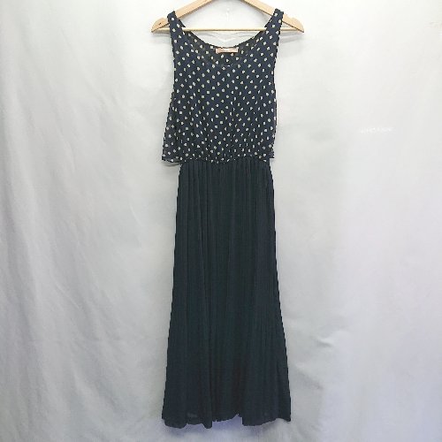 ◇ ⊂ dazzlin ダズリン 水玉 ドット ノースリーブ ロング丈 ワンピース サイズF ネイビー系 レディース E 【中古】