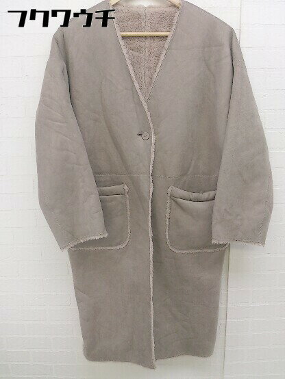 ■ flaix ランドワーズ リバーシブル ファー 長袖 ノーカラー コート サイズM ブラウンベージュ レディース 【中古】