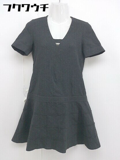 ◇ COMPTOIR DES COTONNIERS コントワーデコトニエ 半袖 膝丈 シャツ ワンピース サイズ7 ブラック系 レ..