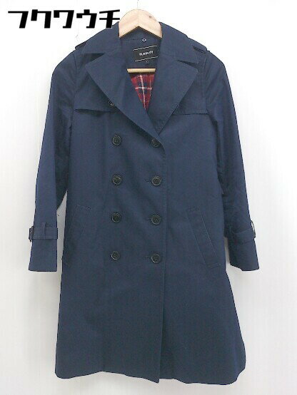 ■ ◎ HusHusH ハッシュアッシュ ライナー ウエストベルト付き 長袖 コート サイズ1 ネイビー系 レディース 【中古】(4)