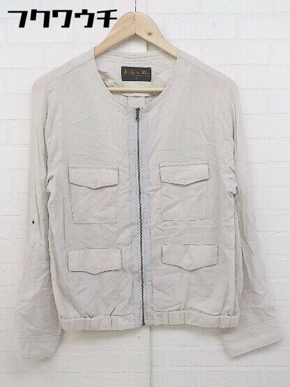 ◇ nano universe ナノユニバース ジップアップ 長袖 ジャケット サイズ36 ライトベージュ レディース 【中古】