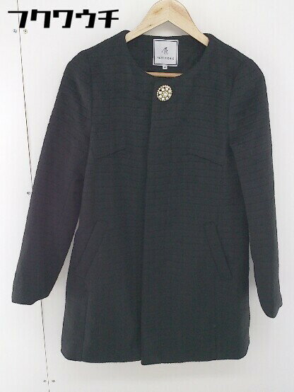 ■ ROPE PICNIC ロペピクニック パール ラインストーン ノーカラー コート サイズ38 ブラック レディー..