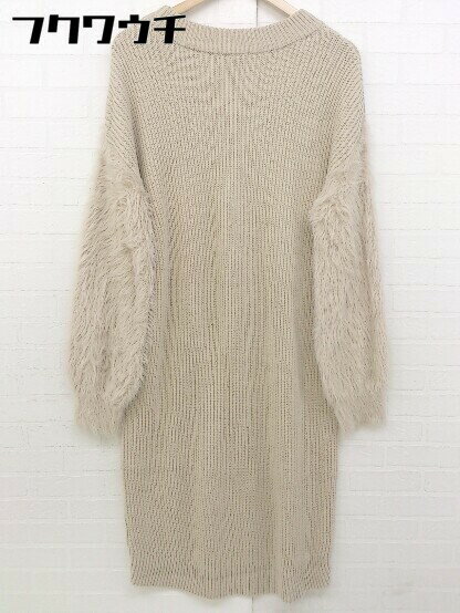 ◇ GLOBAL WORK グローバルワーク 切替 長袖 ロング ニット ワンピース サイズL ベージュ レディース 【中古】