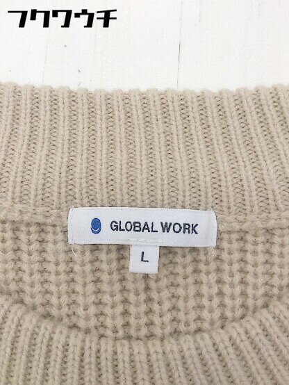 ◇ GLOBAL WORK グローバルワーク 切替 長袖 ロング ニット ワンピース サイズL ベージュ レディース 【中古】