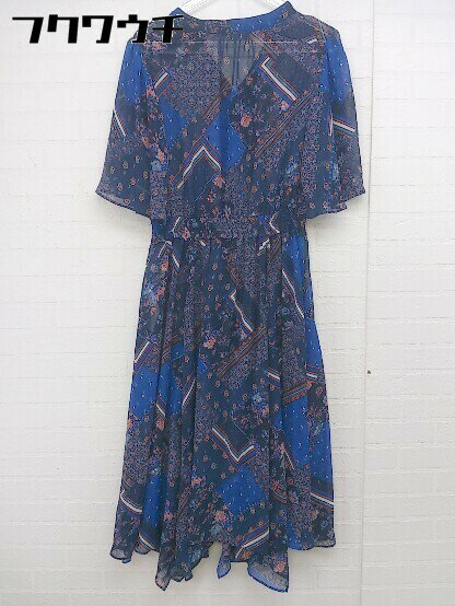 ◇ ◎ KUMIKYOKU 組曲 インナー付き 半袖 膝下丈 ワンピース サイズ1 ブルー系 レディース 【中古】