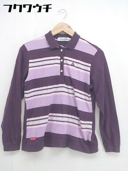 ◇ ◎ le coq sportif ルコックスポルティフ 総柄 切り替え 長袖 ポロシャツ サイズL パープル レディース 【中古】