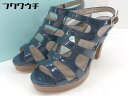 ◇ ◎ Aquagirl アクアガール バックストラップ サンダル サイズ38 ネイビー レディース 【中古】