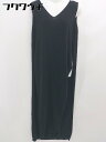 ◇ JEANASIS ジーナシス Vネック ノースリーブ スリット ニット セーター サイズF ブラック レディース 【中古】