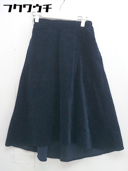 ◇ Sonny Label URBAN RESEARCH ウエストゴム　コーデュロイ 膝下丈 フレア スカート サイズF ネイビー レディース 【中古】