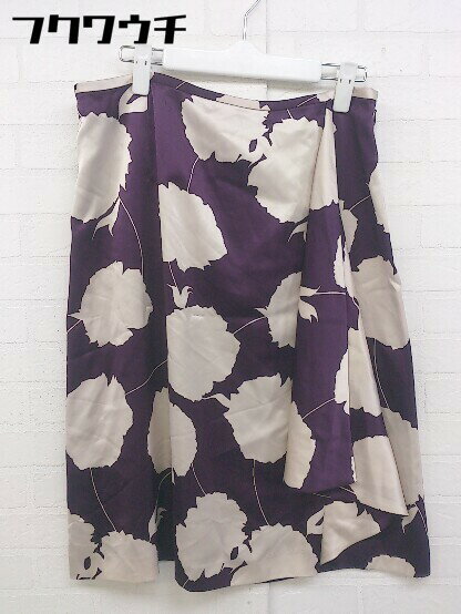 ◇ pierre cardin ピエールカルダン 総柄 膝下丈 タイト ナロー スカート サイズ42 パープル系 レディース 【中古】