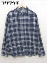 ◇ field/dream フィールドドリーム チェック 長袖 シャツ サイズ5 ネイビー ホワイト メンズ 【中古】