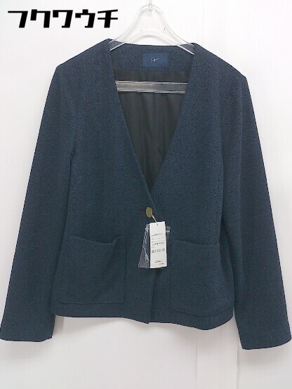 ◇ ◎ Soffitto ソフィット タグ付き ノーカラー ジャケット ネイビー レディース 【中古】