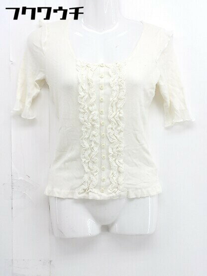 ◇ EPOCA エポカ 薄手 リブ ニット 五分袖 セーター サイズ40 アイボリー系 レディース 【中古】