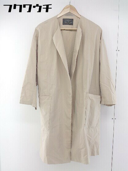 ◇ ◎ nano universe ナノユニバース ウエストリボン付き 薄手 ノーカラー ラップ コート サイズ36 ベージュ レディース 【中古】