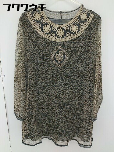 ◇ atelier eiko アトリエ エイコ チュール 総柄 長袖 ミニ チュニック ワンピース ベージュ ブラック レディース 【中古】 ◇ atelier eiko アトリエ エイコ チュール 総柄 長袖 ミニ チュニック ワンピース ベージュ ブラック レディース 【中古】