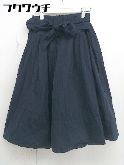 ◇ green label relaxing UNITED ARROWS ウエストマーク 膝下丈 フレア スカート サイズ36 ネイビー レディース 【中古】