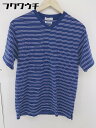 ◇ SHIPS JET BLUE シップスジェットブルー COOL MAX ボーダー 半袖 Tシャツ カットソー サイズ M ブルー ホワイト メンズ 【中古】