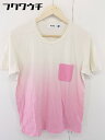 ◇ ALOYE アロイ グラデーション 半袖 Tシャツ カットソー サイズM ホワイト ピンク メンズ 【中古】