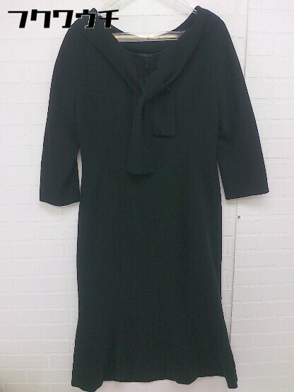 ◇ FLANDRE selection formal バックジップ 七分袖 膝下丈 フォーマル ワンピース サイズ9AR ブラック レディース 【中古】