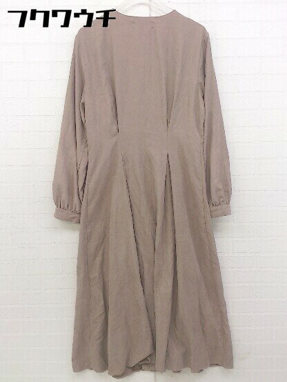 ◇ w closet ダブルクローゼット Vネック　 長袖 膝下丈 ワンピース サイズF ベージュ レディース 【中古】