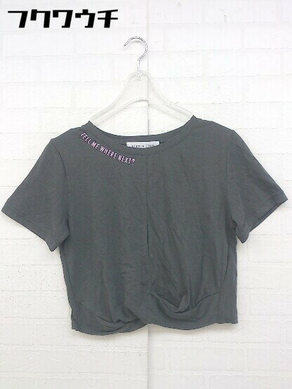 ◇ ALEXIA STAM ショート丈 半袖 Tシャツ カットソー サイズ F グレー ピンク レディース 【中古】