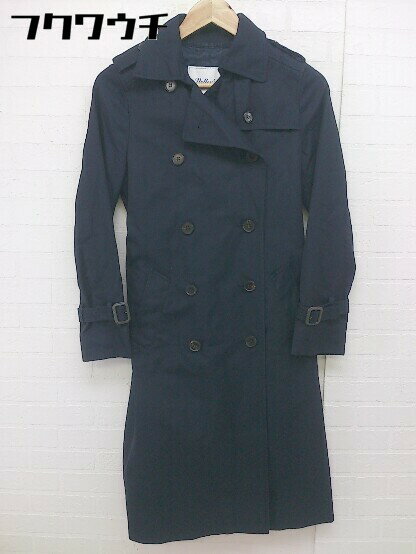 ■ ◎ NOLLEY'S ノーリーズ ウエストベルト付き 長袖 トレンチ コート サイズ36 ネイビー系 レディース 【中古】