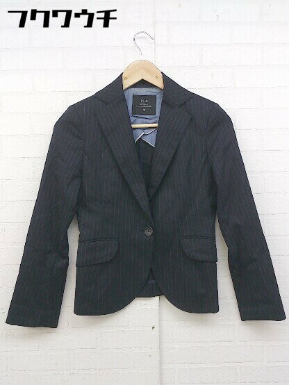 ◇ INED イネド シングル 1B ストライプ 長袖 テーラードジャケット サイズ5 ブラック パープル レディース 【中古】