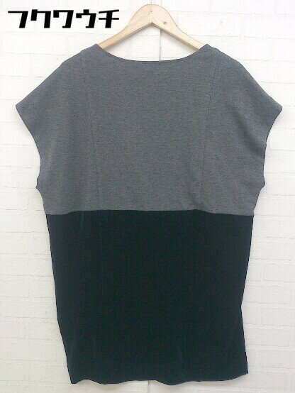 ◇ green label relaxing UNITED ARROWS ベロア調 切替 フレンチスリーブ チュニック グレー ネイビー系 レディース 【中古】