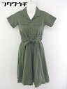 ◇ ◎ AZUL BY MOUSSY アズール バイマウジー キッズ 子供服 半袖 ミニ シャツ ワンピース サイズ 140 カーキ レディース 【中古】