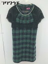 ◇ SISTER JENNI バックジップ チェック キッズ 子供服 半袖 膝丈 ワンピース サイズ150 グリーン ブラック レディース 【中古】