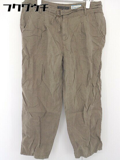 ◇ ◎ green label relaxing グリーンレーベル UNITED ARROWS リネン100% ベルト付 パンツ サイズ40 カーキ レディース 【中古】