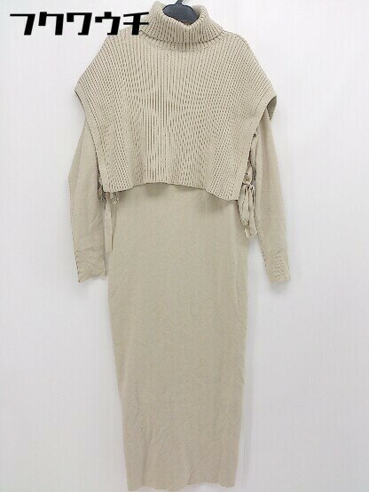 ■ apart by lowrys アパートバイローリーズ レイヤード ニット ワンピース ベスト 2点セット サイズM ベージュ レディース 【中古】