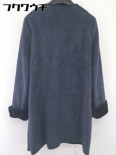 ■ ecruefil エクリュフィル 裏ボアファー 長袖 ジップアップ コート サイズ2 ネイビー レディース 【中古】